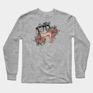 Greytful Greyhound spring flower dog design Long Sleeve T-Shirt